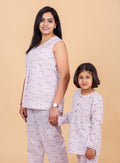  Purple fish twinning set mom and child - full length view