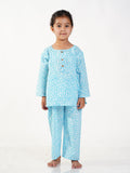 Turquoise leopard hand block printed pure cotton pajama set for boys —-Chheent Jaipur