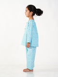 Hand block printed turquoise leopard cotton nightsuit for boys - Chheent Jaipur