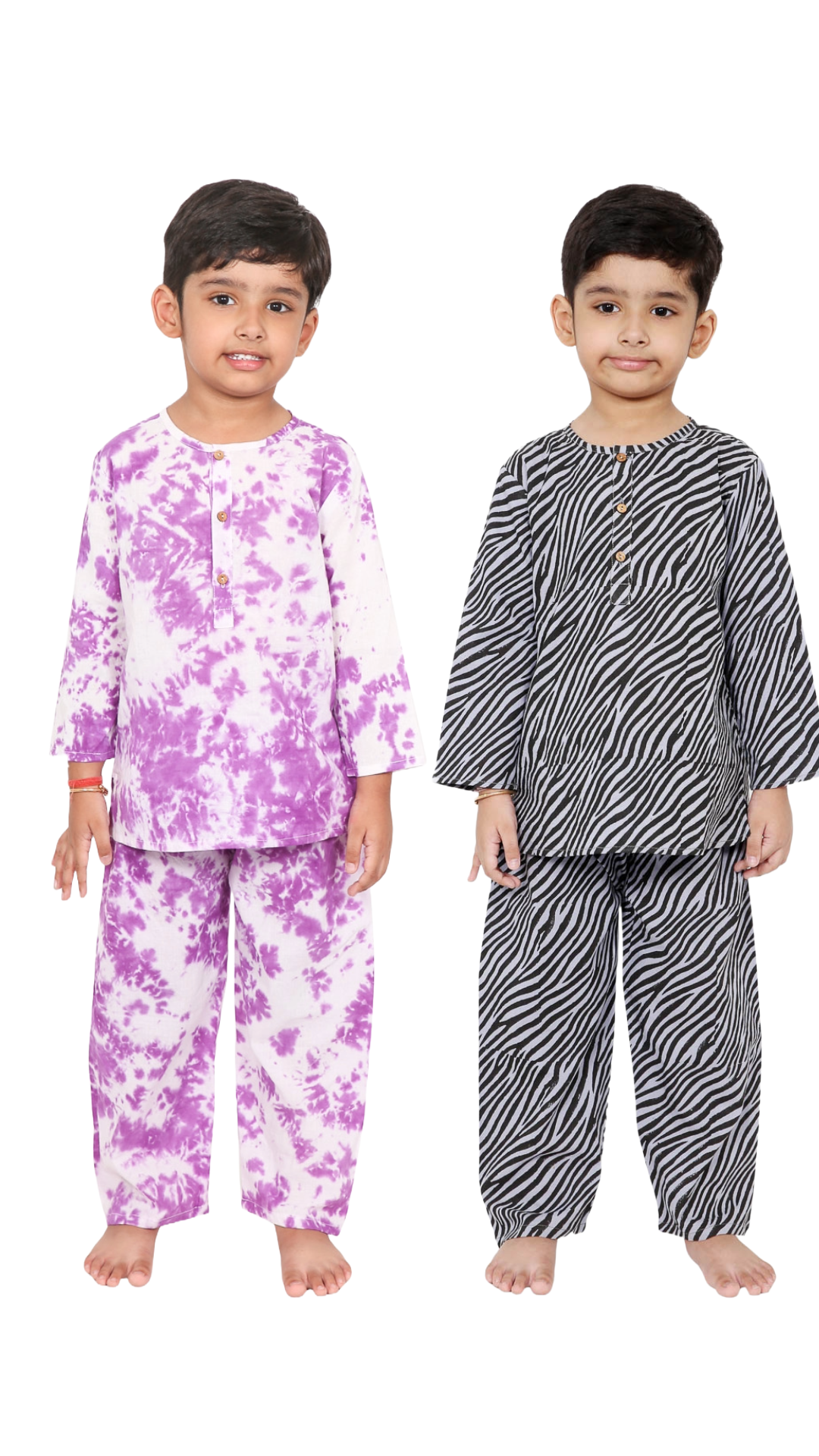 Purple Tie and Dye and Black Zebra Combo Night Suit