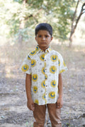 sun print pure cotton hand block printed shirt for boys