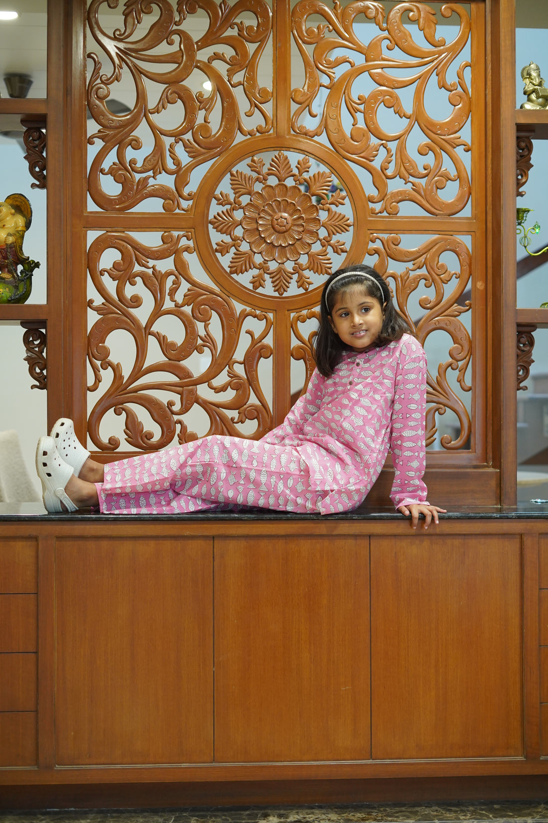 Pink Fish Night suit for Girls