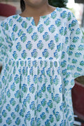 soft cotton blue booti summer kaftan outfit for girls