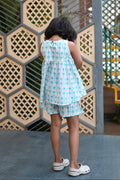 Baby girl wearing pure cotton blue flower shorts set