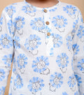 Blue lion hand block printed pure cotton pajama set for boys close up Chheent Jaipur