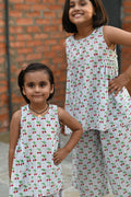 Cherry print pure cotton culottes sets for girls, sibling styling – Chheent Jaipur