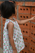 Cherry print pure cotton culottes set for girls, close-up side view – Chheent Jaipur