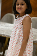 Pink hearts print pure cotton culottes set for girls, close-up detail – Chheent Jaipur