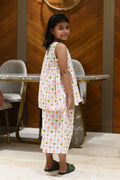Starfish and shell print pure cotton culottes set for girls, side view – Chheent Jaipur