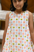 Starfish and shell print pure cotton culottes set for girls, close-up – Chheent Jaipur