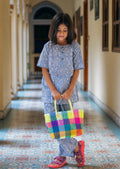 Duck print pajama set for girls - half sleeve, front