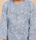 Duck print pajama set fabric close-up - pure cotton hand block printed