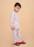Flamingo print hand block print detail on pure cotton boys pajama set