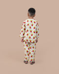 Hand block printed French Fry pajama set for boys - back side 