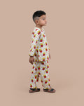 Boys pure cotton nightwear with French Fry hand block print - side view