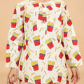 quirky food print cotton nightsuit for girls