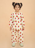 french fry printed pure cotton pajama set for girls