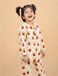 girl wearing pure cotton french fry nightsuit