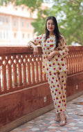 french fry print pure cotton hand block printed lounge wear women
