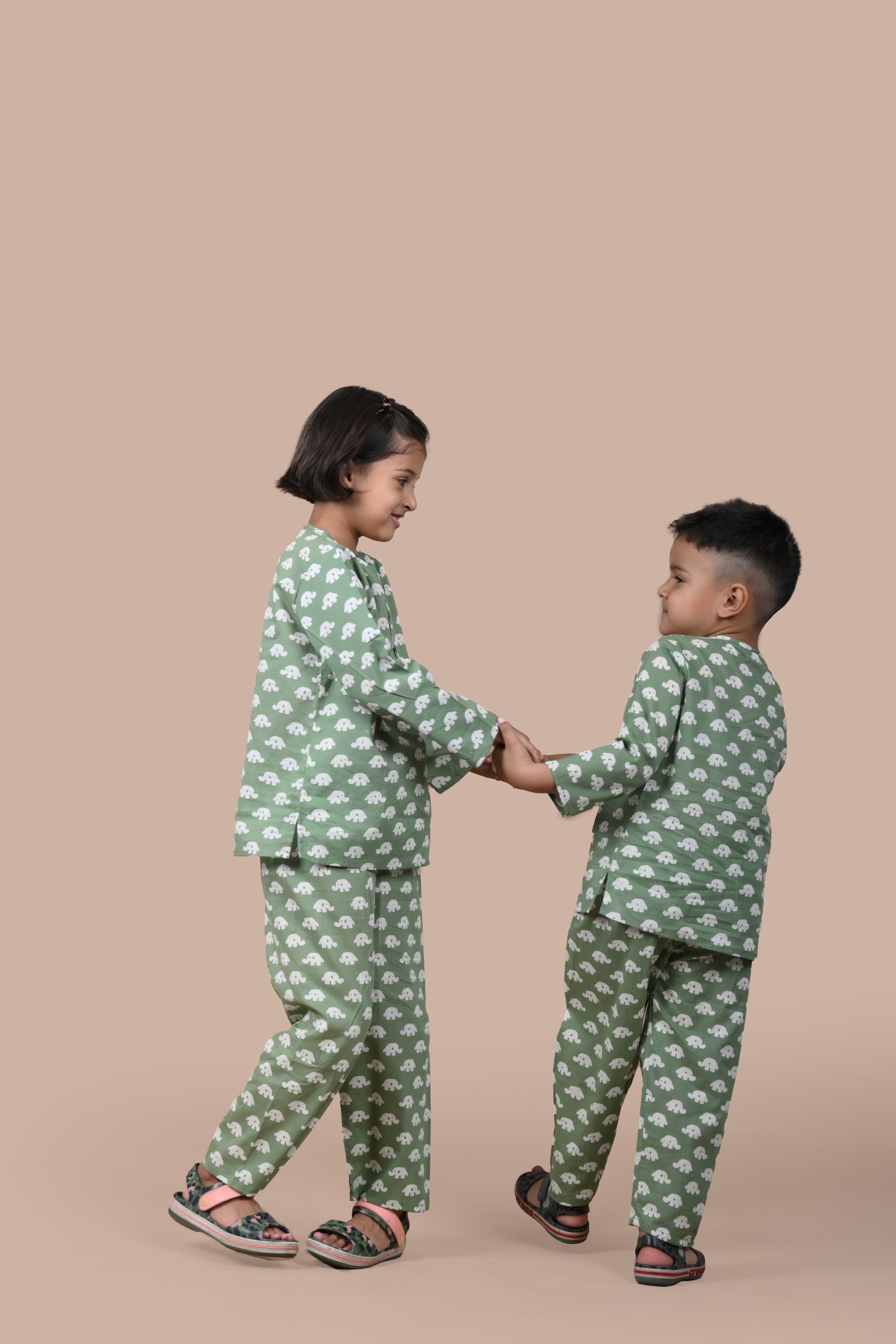 artisan block print kids pajama set