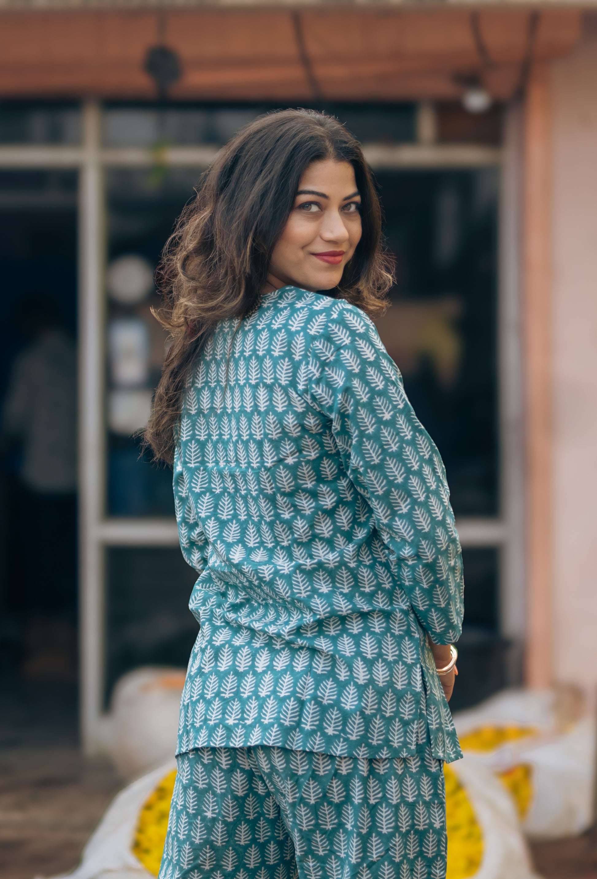 pure cotton leaf print lounge wear for women