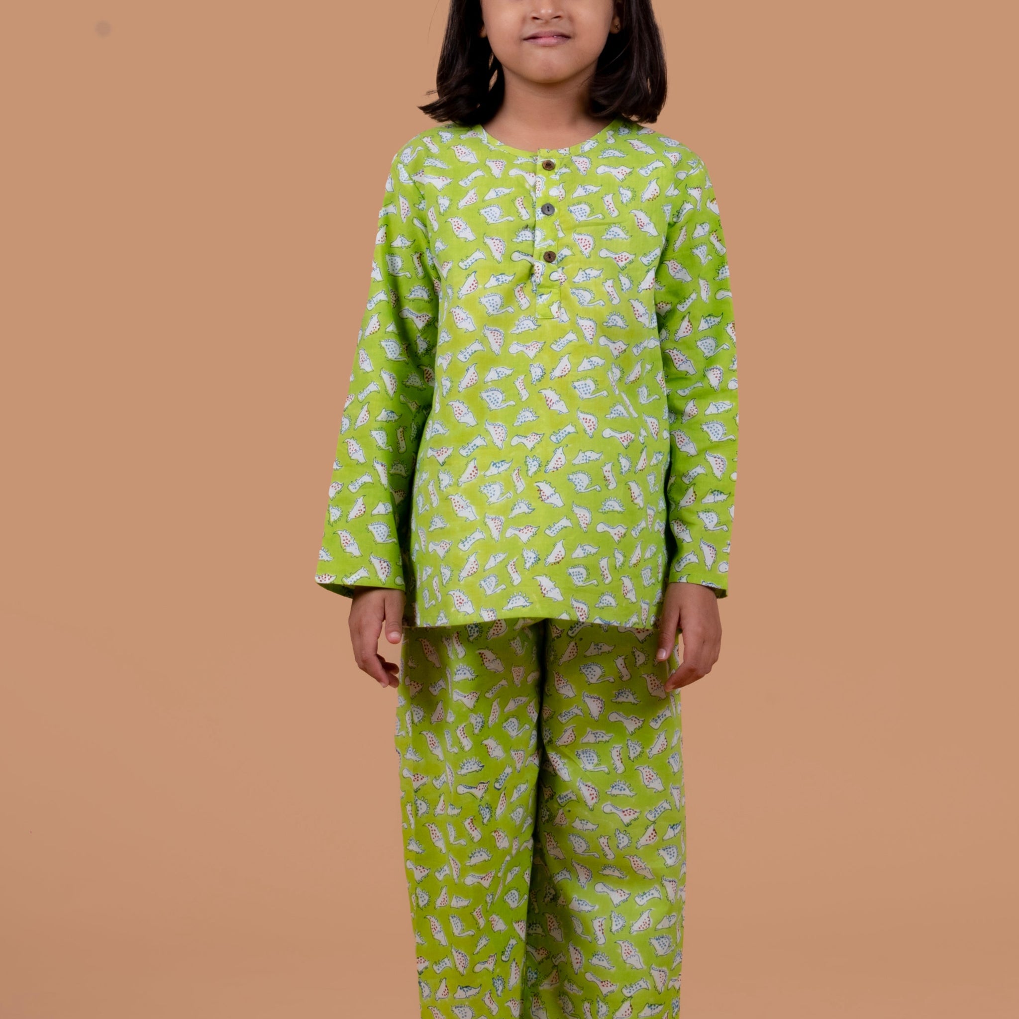 Dino Print Nightsuit for Girls