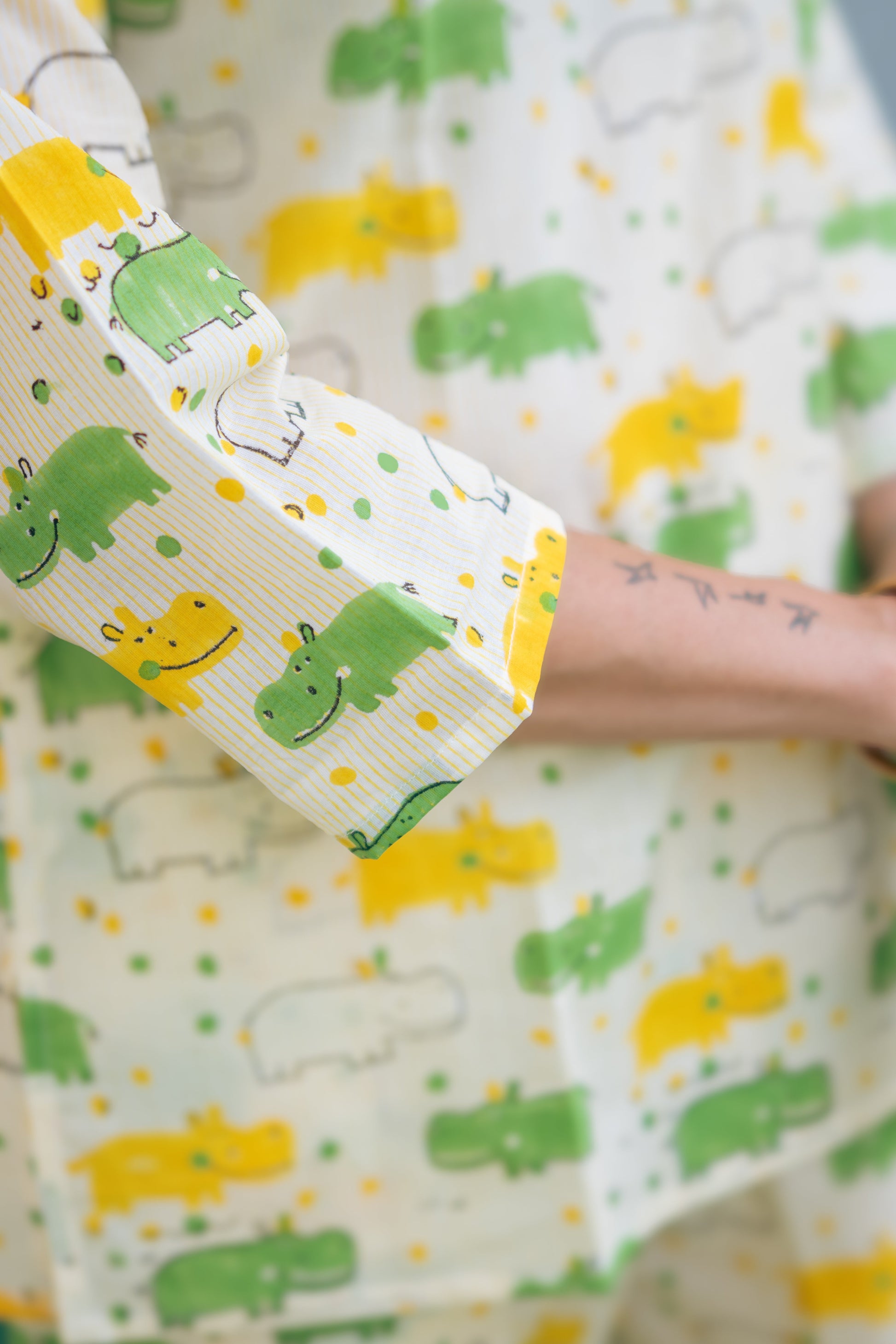 cute hippo print cotton sleepwear set