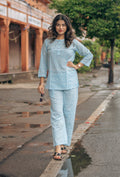 leopard print pure cotton hand block printed pajama set women
