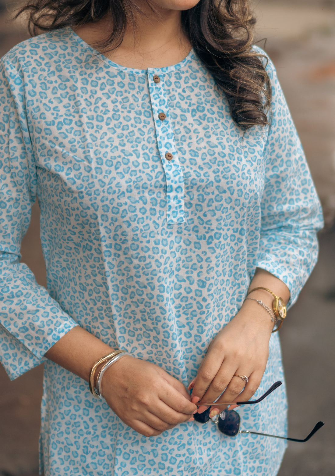 leopard print pure cotton hand block printed pajama set women