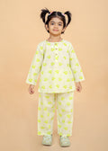 girl wearing Light green elephant print cotton night suit by Chheent Jaipur