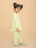 Hand block printed elephant cotton fabric detail for girls night suit