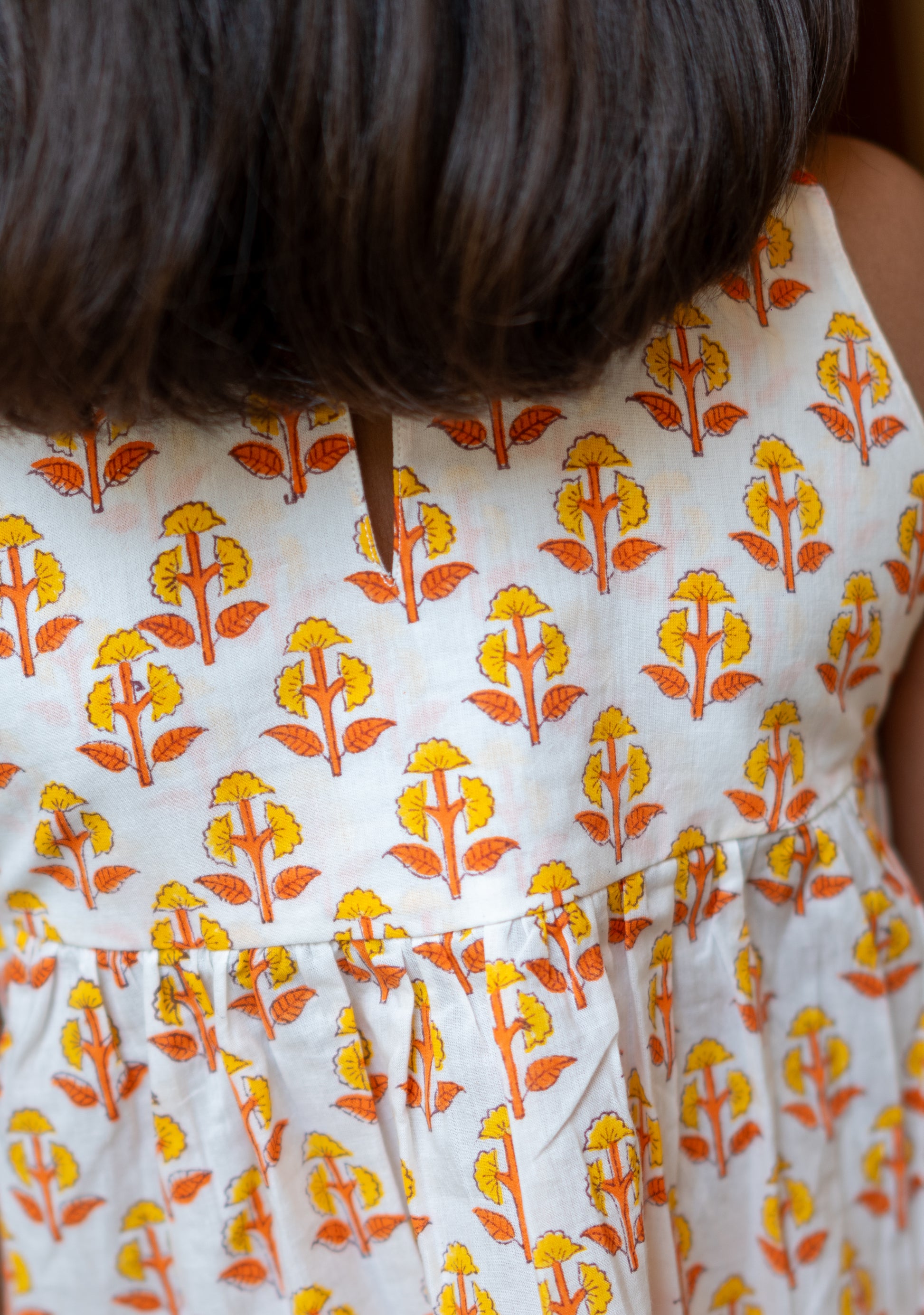 Orange booti pure cotton hand block printed shorts set for girls summer nightwear