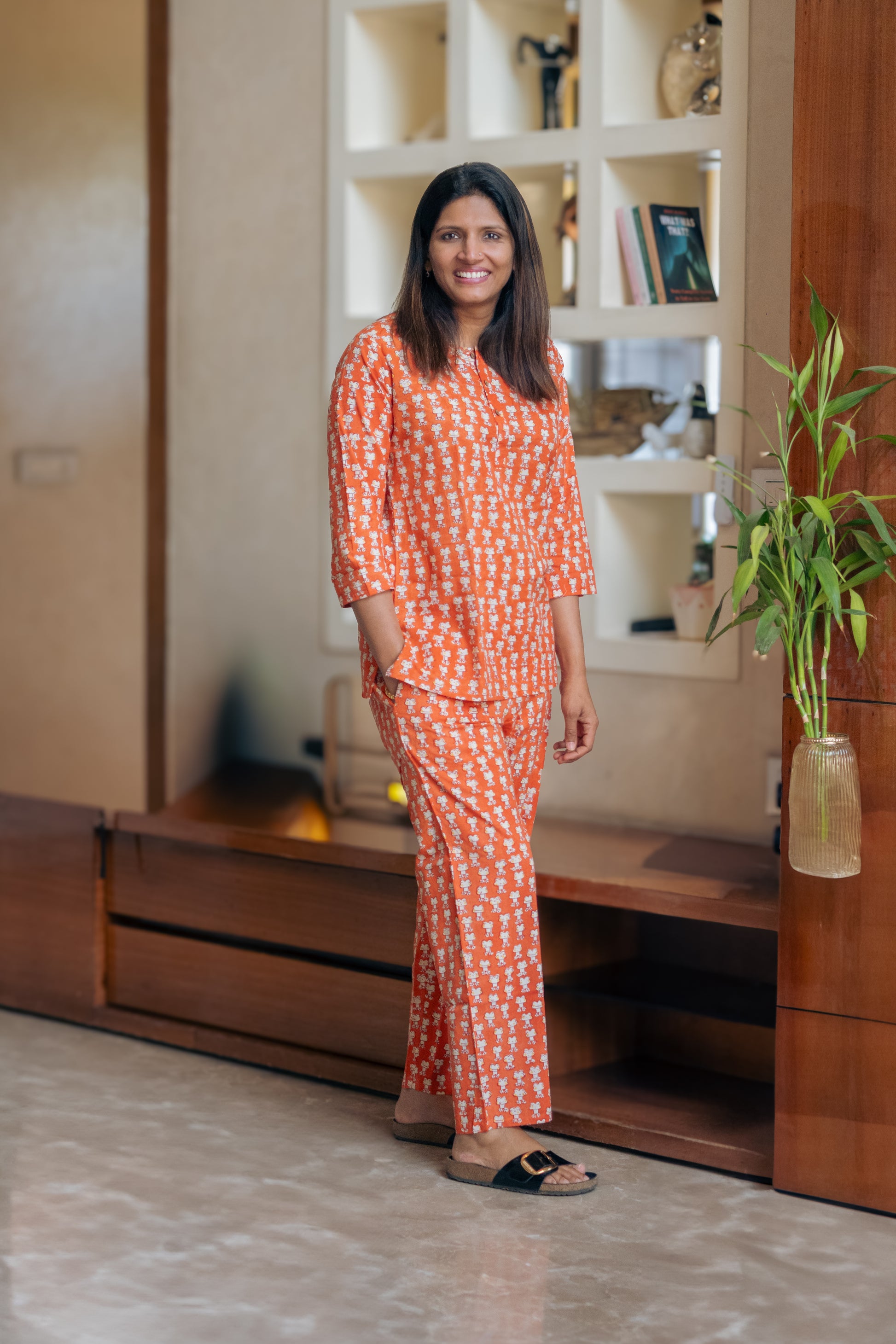 hand block printed frog print cotton sleepwear