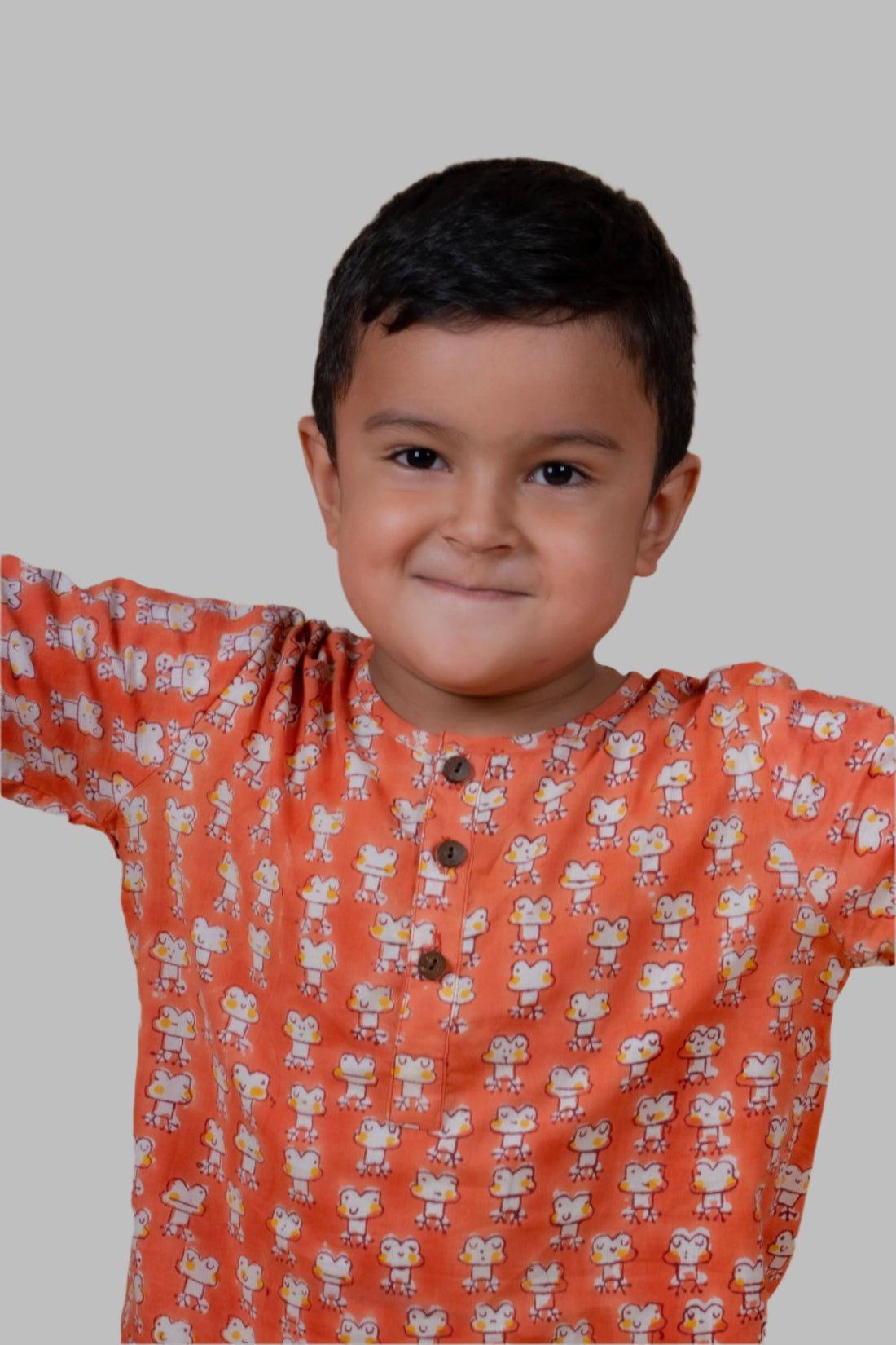 Orange Frog Print Night suit for Boys