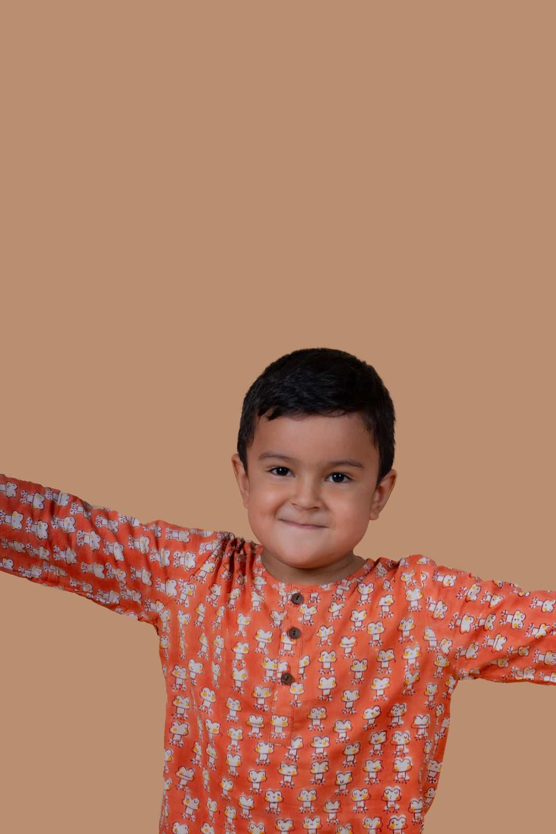 Unisex Orange Frog Print  Night suit