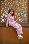 Pink Fish printed pure cotton hand block printed pajama set for girls summer nightwear