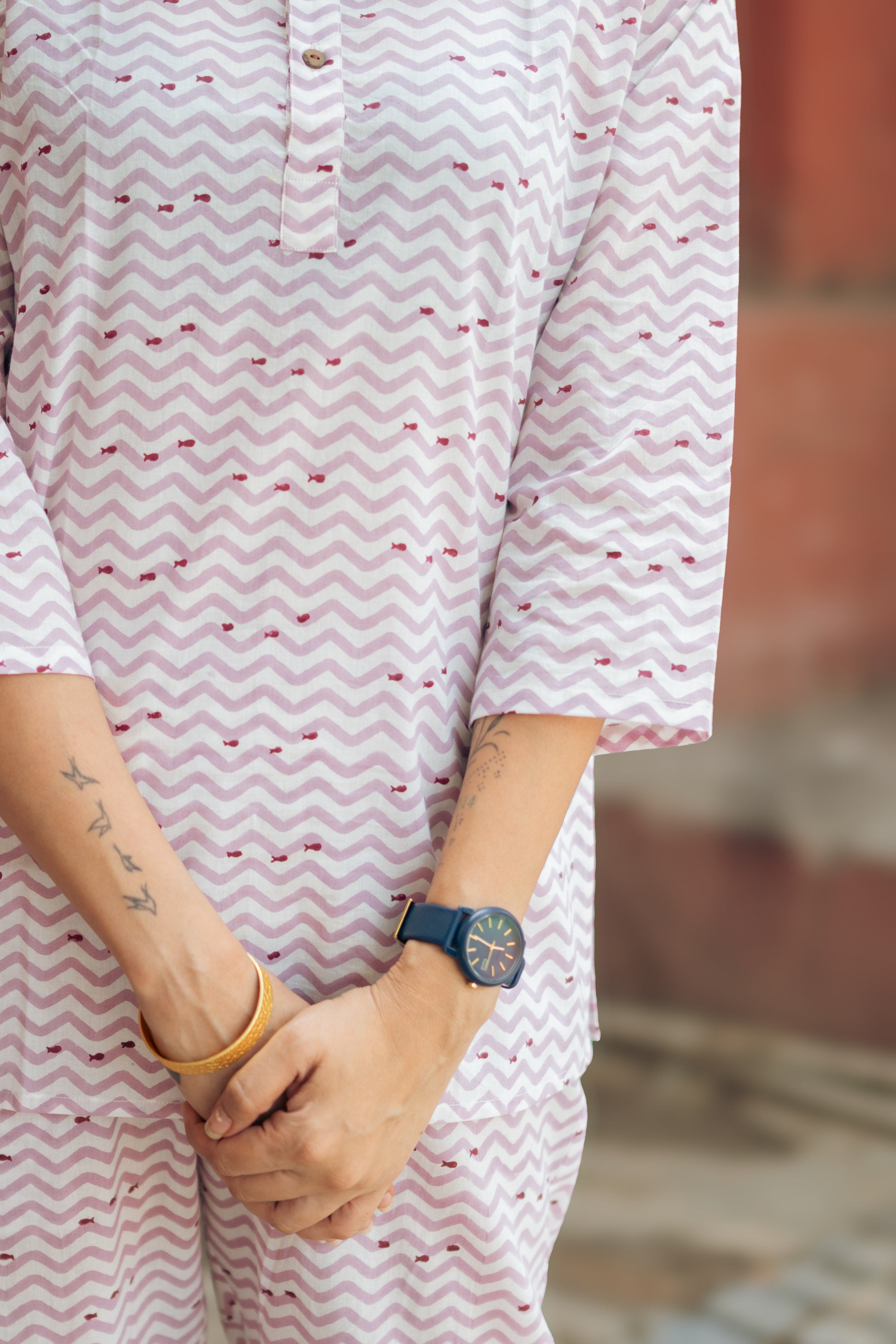 comfortable cotton fish print lounge wear women
