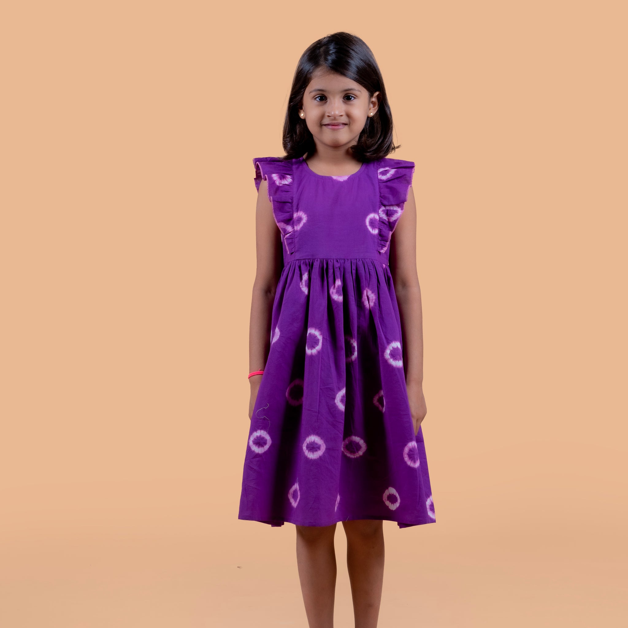 Purple Shibori Frill Frock