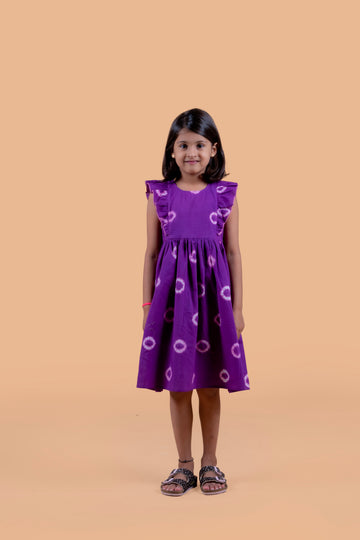 Purple Shibori Frill Frock