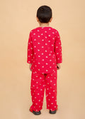 Boys pure cotton nightwear with Red Whale hand block print - back view