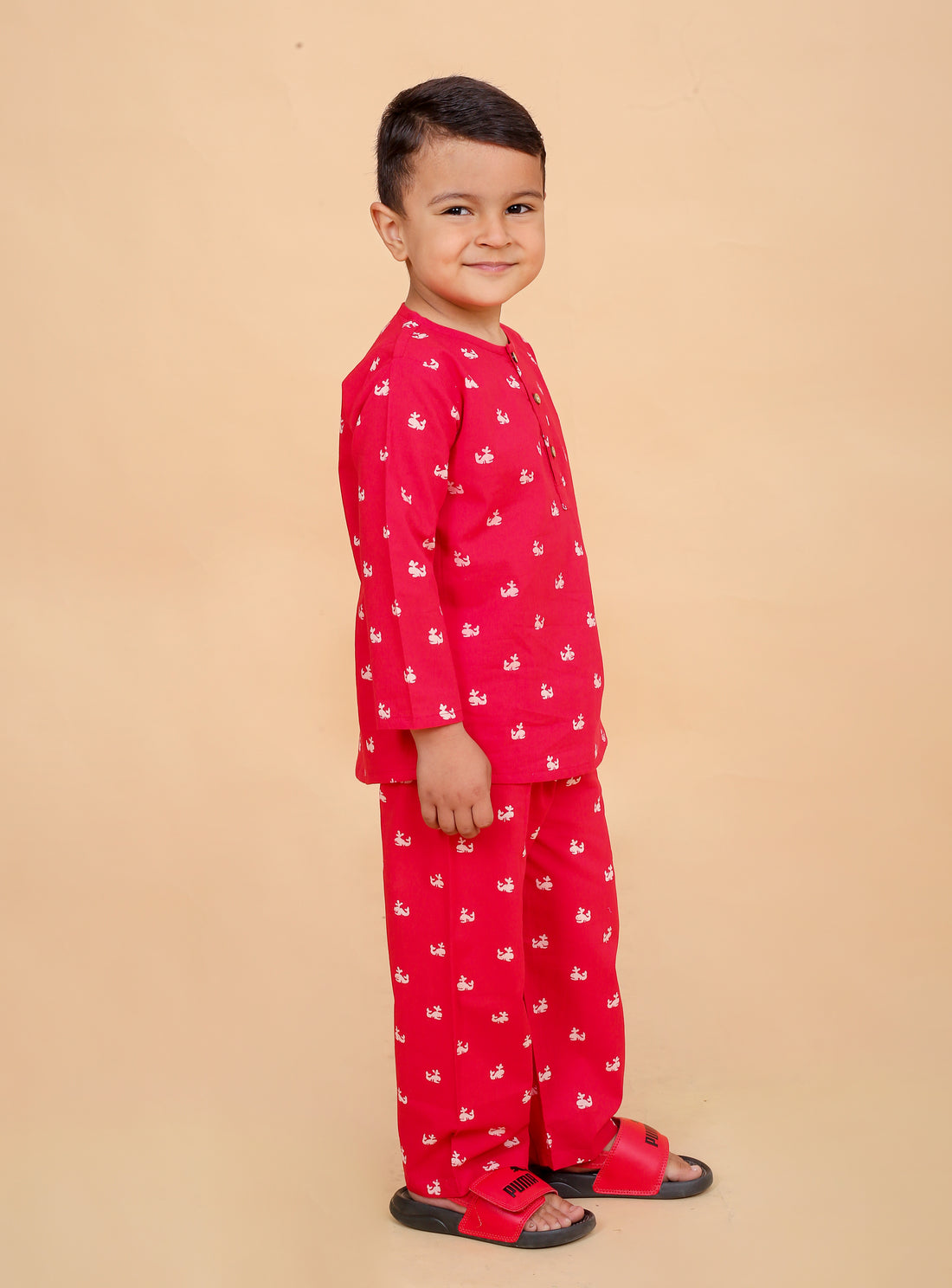 Red Whale pure cotton hand block printed pajama set for boys breathable summer nightwear