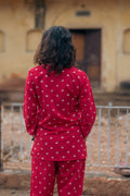 relaxed fit cotton whale print pajama set women - back side 