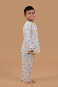 White Farm pure cotton hand block printed pajama set for boys breathable summer nightwear