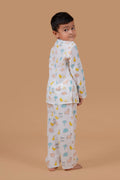 Boys pure cotton nightwear with White Farm hand block print - back view