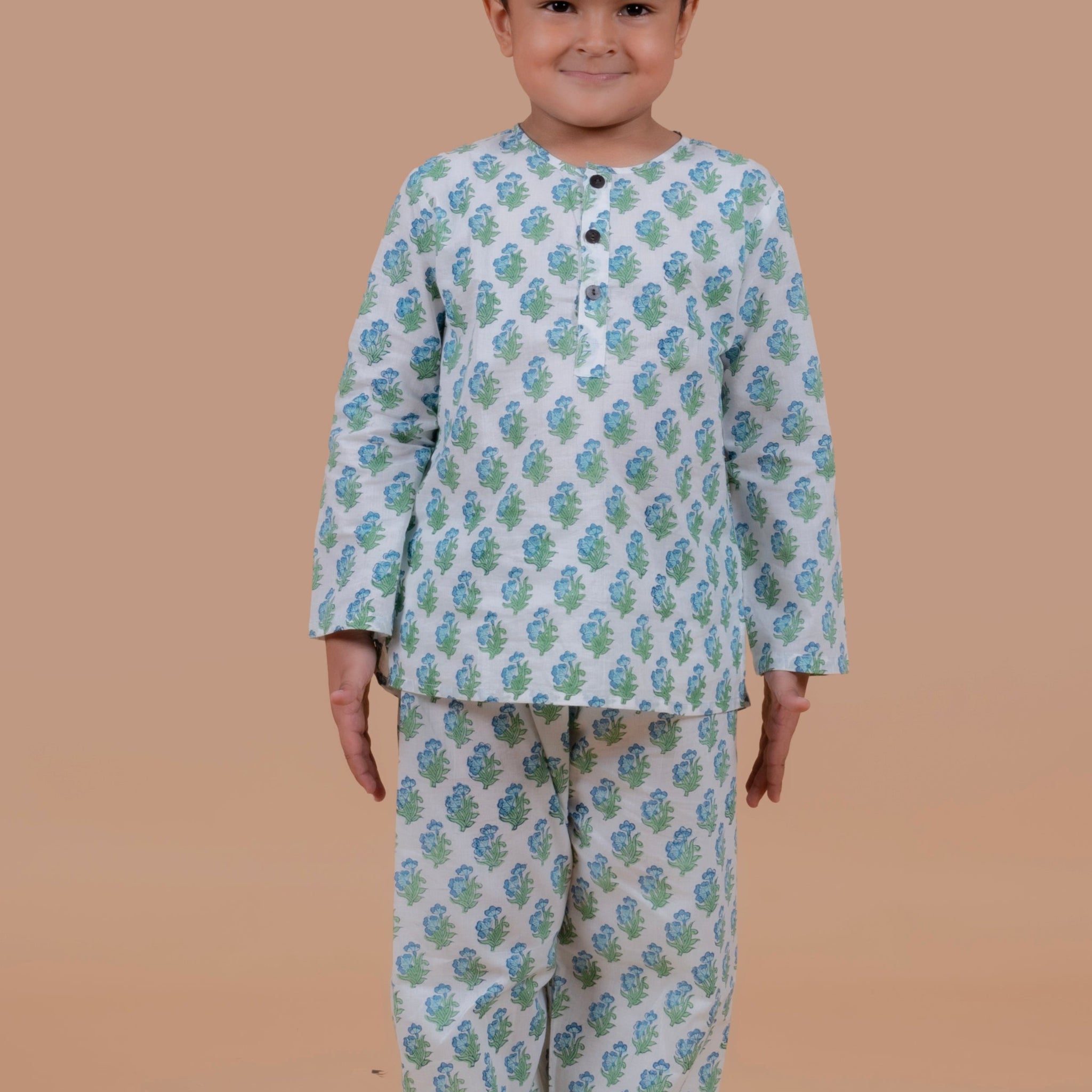 Blue Booti Print Night suit for Boys
