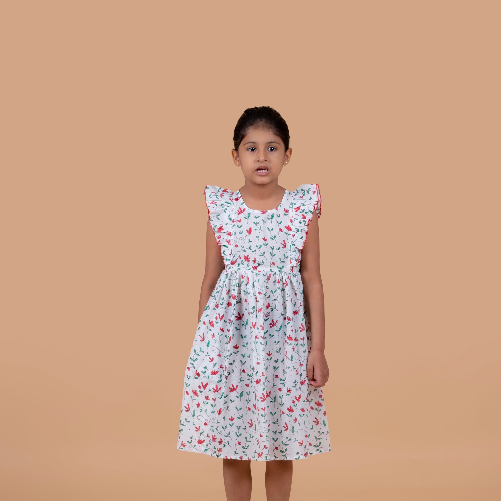 Floral Jaal Frill Frock