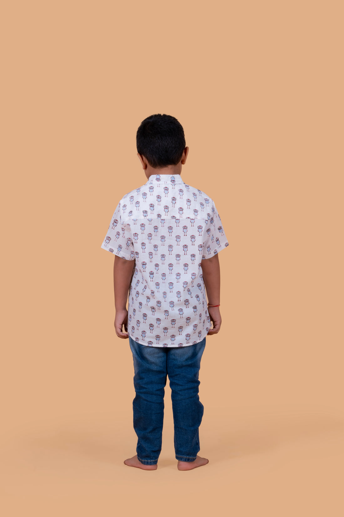 Owl Printed Pure Cotton Hand Block Printed Shirt for Boys | Soft Jaipuri Cotton Shirt