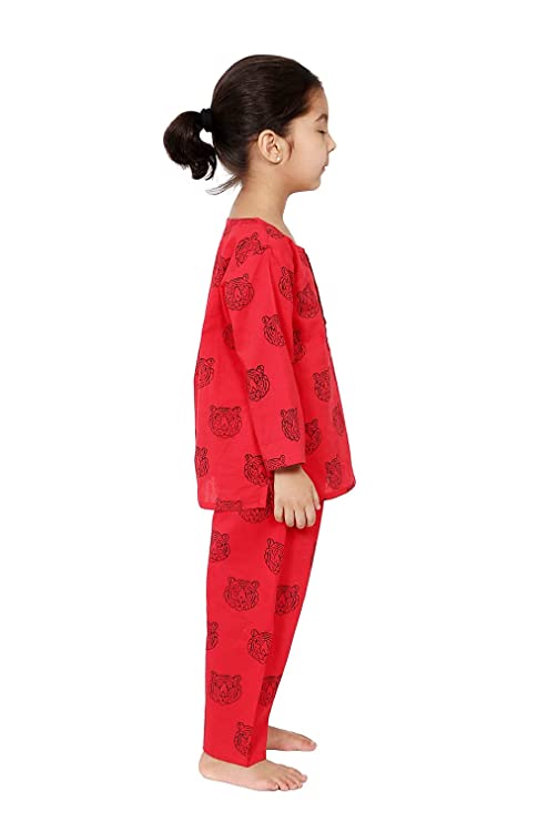 Red Black Lion Night Suit