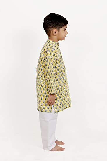Yellow Booti Printed Kurta Pajama Set of 2