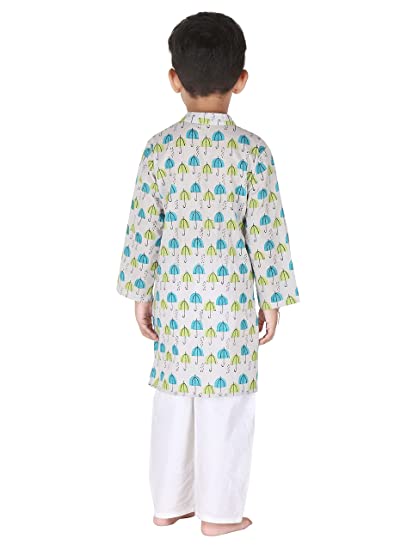 Umbrella Print Grey Printed Kurta Pajama Set of 2